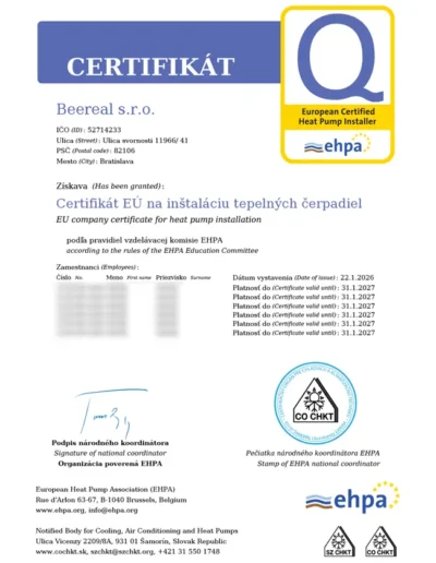 Certifikovaná montáž tepelných čerpadiel podľa európskych štandardov EHPA pre technikov GRUBMANN